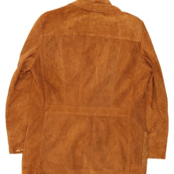 NWOT VINTAGE Men 2 Button Suede Leather Blazer Jacket IT 42 Brown Leather - Picture 2 of 3